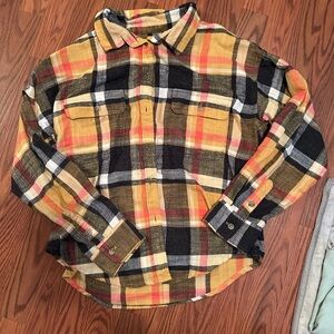 Yellow Plaid Flannel Shirt